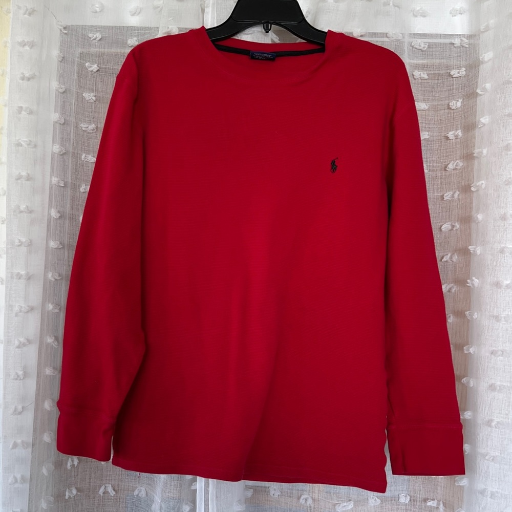 Red waffle knit top, Polo Ralph Lauren